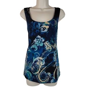 Easywear by chico Womens multicolor blue tank top size 2 chico size L sleeveless